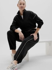 NWT Athleta Forever Fleece 1/2 Zip High Hip Sweatshirt Black Women's M
