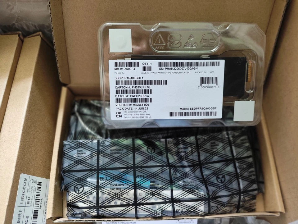 Intel P5801X 400GB NVMe SSD SSDPFR1Q400GBF1 with E1.S to PCIe 5.0 Riser Card New - Image 2 of 4