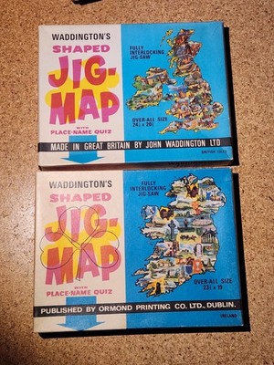 Zwei vintage Puzzles ''Waddington's shaped Jig Map'', Irland und Britische Inseln