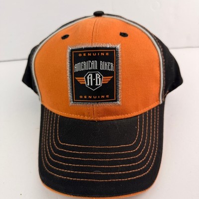American Biker Hat Orange Genuine Orange Cap Hat Adjustable Hat Orange Adult Hat