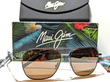 NEW Maui Jim Mano Dark Brown Gold Stripe Polarized HCL Bronze Sunglasses H877-01