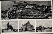 Ak Barth an der Ostsee, Markt, St. Marienkirche, Kreishaus, Hafen,... - 3821522