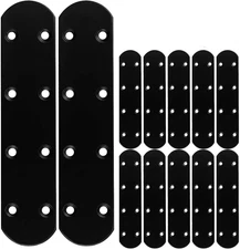 12PCS Flat Straight Brace, 6.7” Heavy Duty Black Straight Bracket, 1.5” Wide Met
