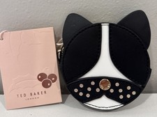 Ted Baker London- Murphy Dog Leather Coin Purse w/Key Ring - Black/white NWT B37