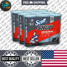 Blue Shop Towel Cleaning Wipes 3-Pack , Bundle of 9 Rolls