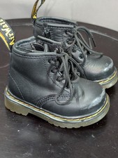 Dr Doc Martens 1460 Black Leather Boots Size 4 Child Baby Toddler Combat Unisex