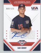 2020 Panini USA Baseball Stars & Stripes #17U-KG Kade Grundy Auto #/171