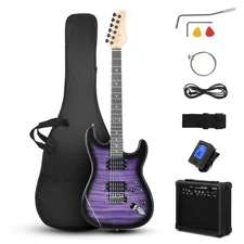 Ktaxon KST Stylish H-H Pickup Tiger Stripe Electric Guitar Kit with 20W AMP Bag
