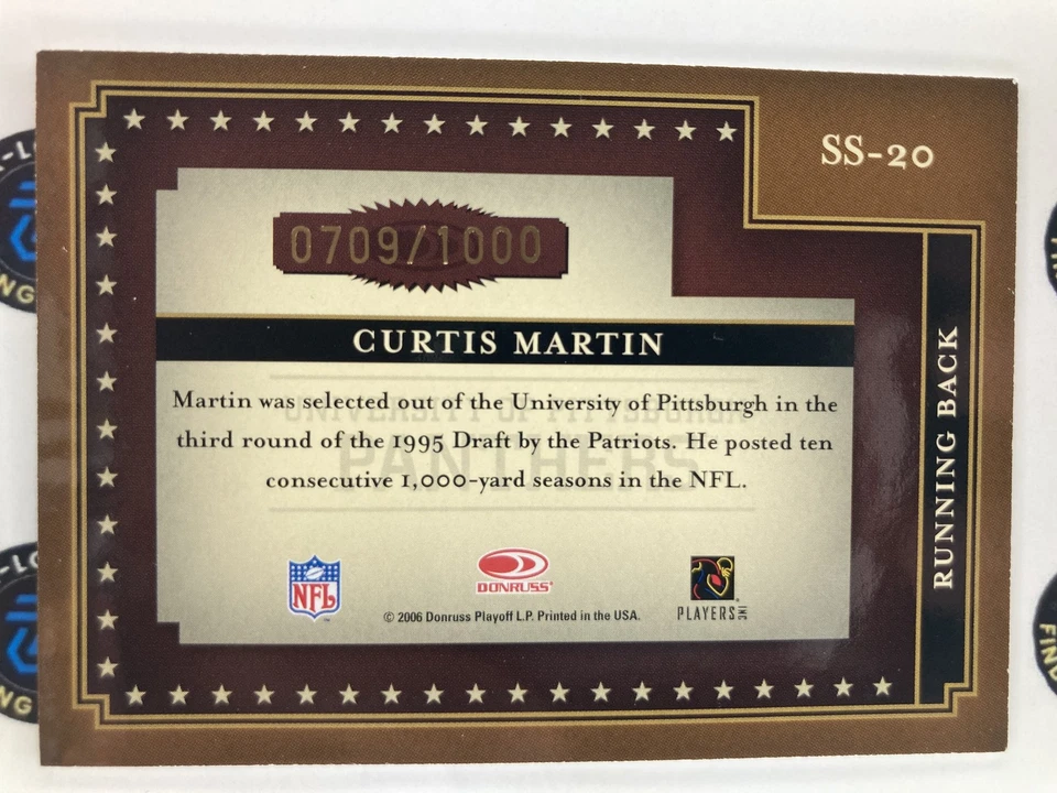 2006 Donruss Classics 709/1000 Curtis Martin #SS-29 Cougars - Image 2 of 2