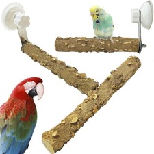 Natural Bird Perch Stand with Suction Cup for Window Mirror Car Shower Travel...