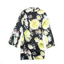 Zara Women's Black Yellow Multi Long Sleeve High Neck-line Size S Dress