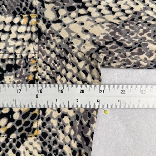 Maxi Shirt Kleid Damen M gelb grau Schlangenmuster Reise Pfirsichhaut Taschen Druckknöpfe - Bild 6 von 14