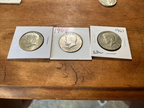 3 40% Silver Kennedy Half Dollars 1968 And Two 1967 Au Details!