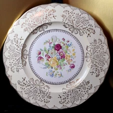Steubenville #2050 Yellow Gold 11" Charger Plate Floral Bouquet~W.Virgina ESTATE