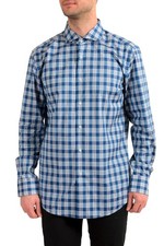 Hugo Boss Men's "Jason" Slim Fit Plaid Long Sleeve Dress Shirt US 17 IT 43