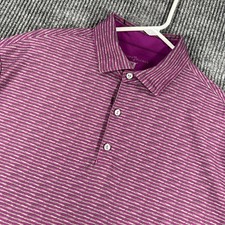 Hickey Freeman Polo Shirt Mens Large Purple Geometric Short Sleeve Golf Casual