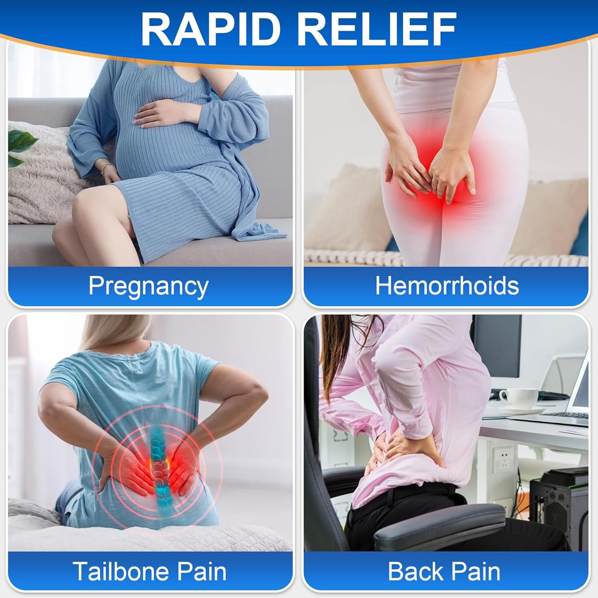 Inflatable Donut Cushion, Elderly Nursing Anti-Bedsore Seat Pad Hemorrhoids Seat Pillow, Tailbone Pain, For Wheelchairs Toilet Chair - Use In The Home, Car