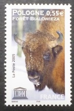 France 2005 Stamp Service 132 UNESCO Poland Bison Animals New MNH Stamp
