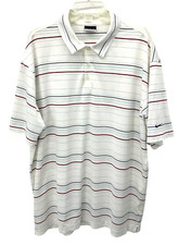 Nike Golf FitDry Mens Polo Shirt Size XXL Stripes Stretch White