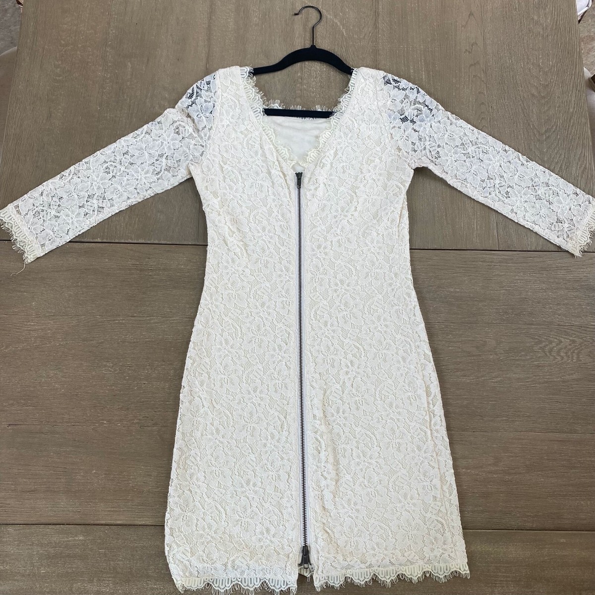 white short sleeve lace dress White Deep V Long Sleeve Lace Mini Dress main image 1