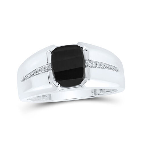 10k or 14k Yellow Gold Black Onyx White CZ Accented Mens 10k or 14k Yellow Gold Black Onyx White CZ Accented Mens
