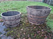 EXTRA LARGE OAK HALF BARREL WATER TIGHT FEATURE LILLY POND TUB RUSTIC ICE BUCKET
