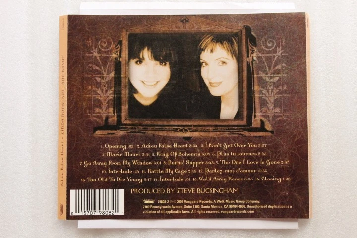 Linda Ronstadt, Ann Savoy – Adieu False Heart CD - Image 2 of 3