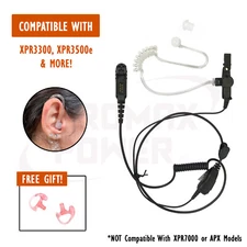 1-Wire FBI Style PTT Earpiece with Pink Gel Earmolds for Motorola Radios XPR3300