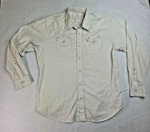 Vintage Guess Mens White Pearl Snap 
