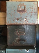Vintage Industrial Set 2 General Fireproofing Company Filing File Storage Boxes