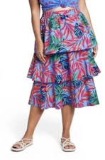 Tabitha Brown x Target Women's Tropical Print Tiered Midi Skirt - NWT Size Small