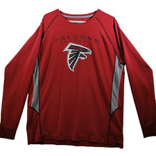NFL Falcon Football Men's Size XL Solid Red Long Sleeve Crew-Neck T-Shirt