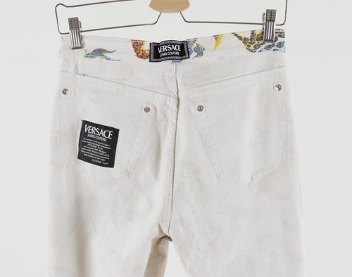 Women's VERSACE Jeans Couture White Animal Pattern Pants Size 26 - Picture 19 of 21