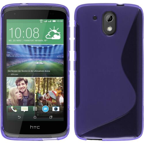 Silicone Case for HTC Desire 526G+ S-Style purple + protective foils - Picture 1 of 1