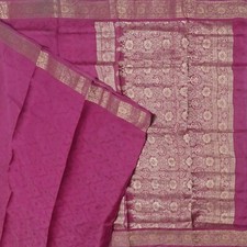 Vintage Magenta Pink Sarees 100 Pure Silk Zari Handwoven Floral Sari 5YD Fabric