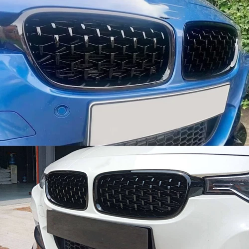 Gloss Black Diamond Front Kidney Grille Grill For BMW 3 Series F30 F31 2012-2019 - Picture 3 of 16