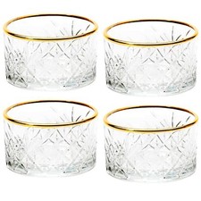 Mini Glass Dessert Serving Bowl Gold Rim Ice Cream Party Snack Dishes Set of 4/8
