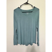 Time And Tru Knit Top Dusty Blue Color L/S Womans Size LG