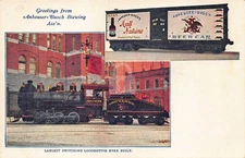 Anheuser-Busch Budweiser Beer Railroad Car Locomotive Postcard Copy
