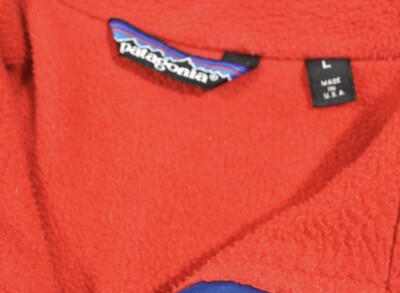 Vintage Patagonia Made in USA Fleece Zip Blue Red 90s Jacket Size