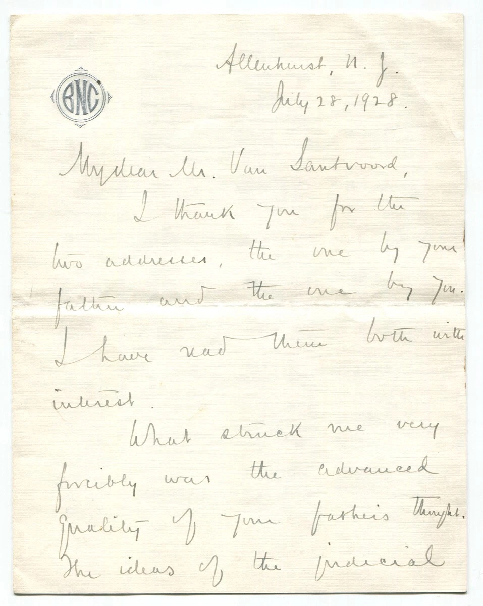 1928 [Juge Cour Suprême] Benjamin Cardozo lettre autographe signée