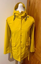 Helly Hansen - Women’s Yellow Hooded Rain Coat Mac & Trench Coat M Uk14 Us10