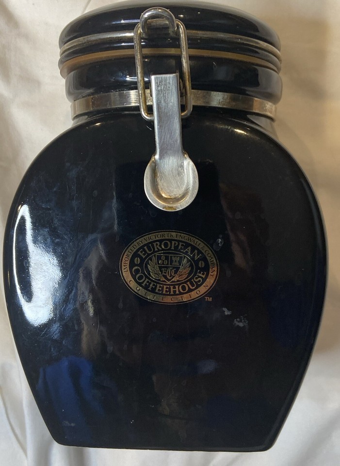 Vintage European Coffeehouse Collection Black Canister Victor th