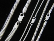 Solid Sterling Silver Italian SNAKE Chain Necklace REAL 925 1mm,2mm,3mm thick