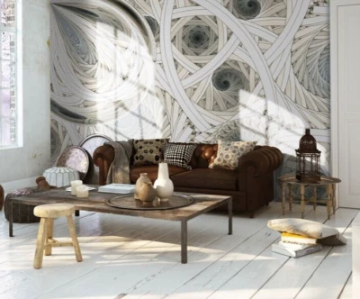 Spirals 3D decor Wallpaper Wall Mural 100x72 inch adult bedroom White design art - Image 1 of 4