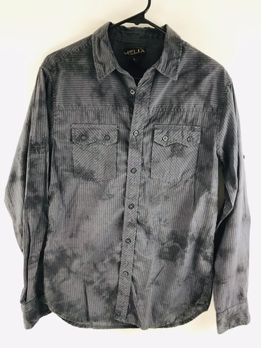 HELIX Men's Black Camo Button Down Long 