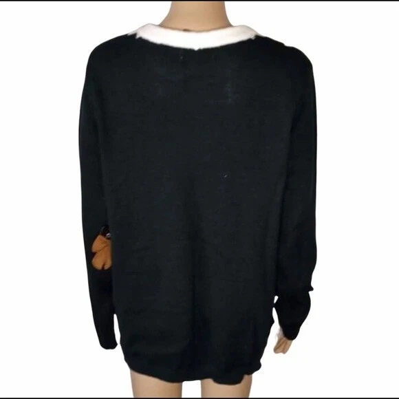 Poof Womens Sweater Size Large Naughty Santa Crew Neck Ugly Christmas Holiday