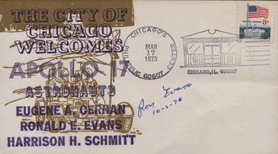 RONALD E. EVANS - COMMEMORATIVE ENVELOPE SIGNED 10/02/1978
