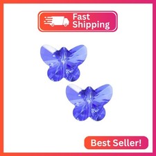 100pcs Cute Czech Butterfly Center Drilled Crystal Glass Beads 10mm 0.4 Inch S
