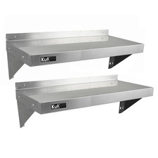 2 x Ripiani in Acciaio Inox Cucina Commerciale Mensole Muro e Staffe 100 x 30 cm